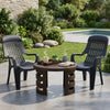 Nilkamal Weekender Chairs and Mystique Glass Top Coffee Table Plastic Outdoor Set (Weather Brown & Season Rust Brown)