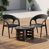 Nilkamal Club Chairs and Mystique Glass Top Coffee Table Plastic Outdoor Set (Charcoal Grey & Season Rust Brown)