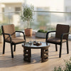 Nilkamal Luxe Chairs and Mystique Glass Top Coffee Table Plastic Outdoor Set (Season Rust Brown)