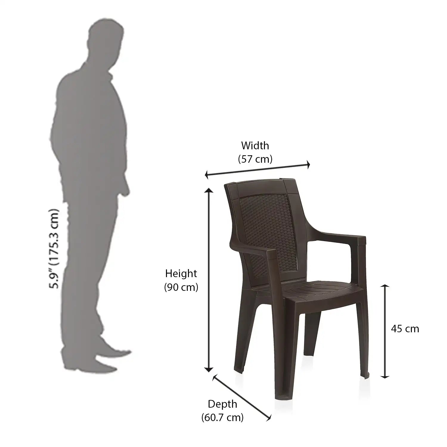 Nilkamal Furniture – Mystique Plastic Arm Chair Size In Centimeter