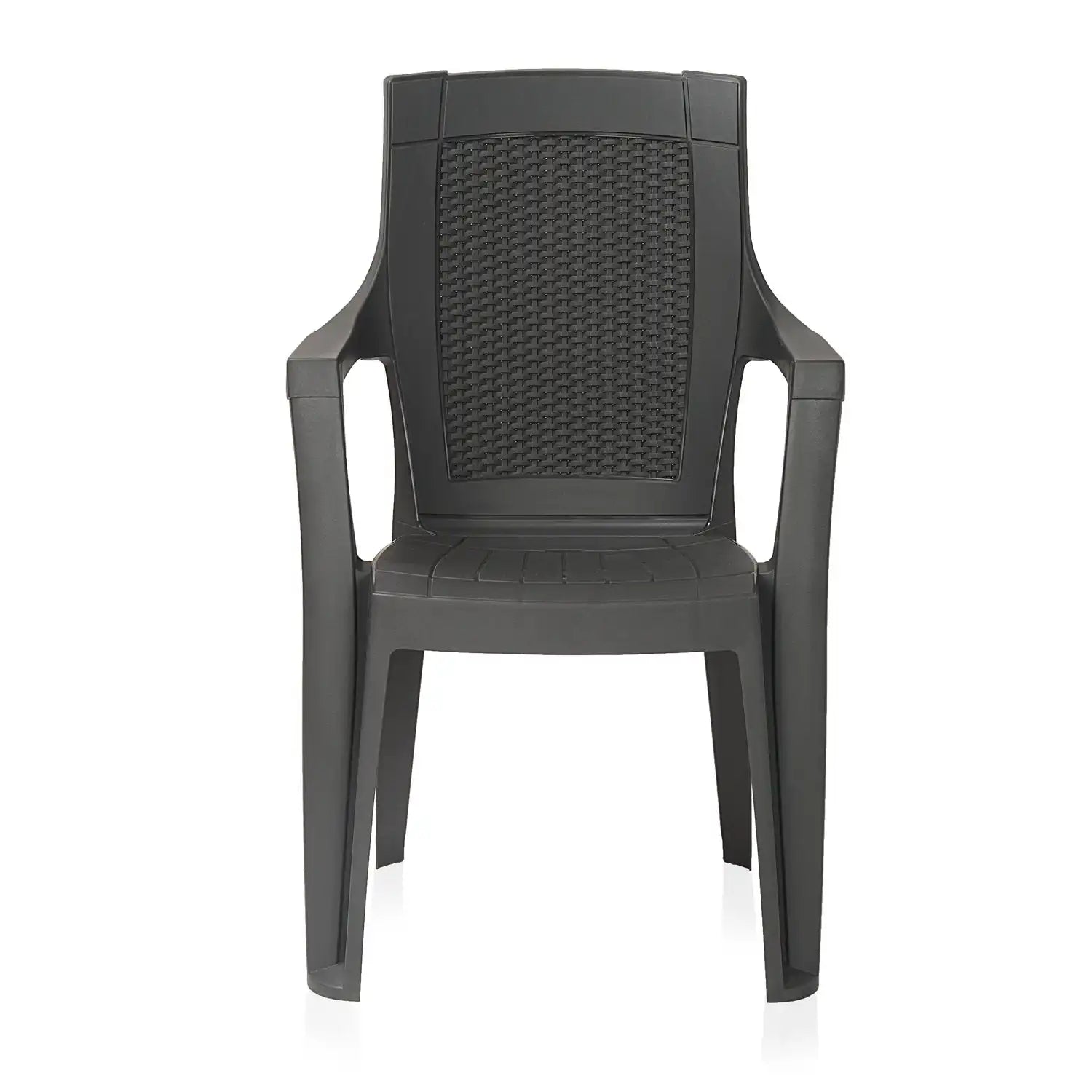 Nilkamal Mystique Plastic Arm Chair (Charcoal Grey) - Front View