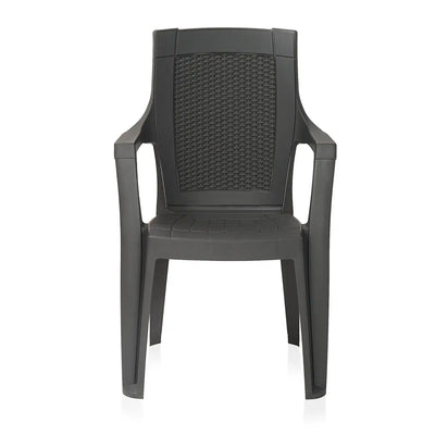 Nilkamal Mystique Plastic Arm Chair (Charcoal Grey) - Front View