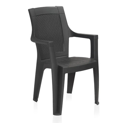 Nilkamal Mystique Plastic Arm Chair (Charcoal Grey) - Slight Side View