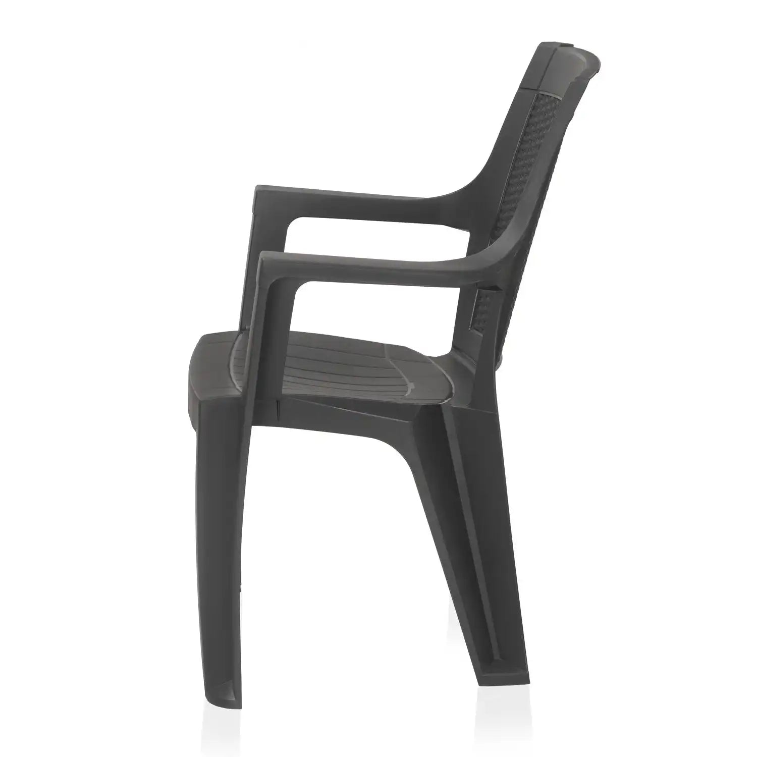 Nilkamal Mystique Plastic Arm Chair (Charcoal Grey) - Side View