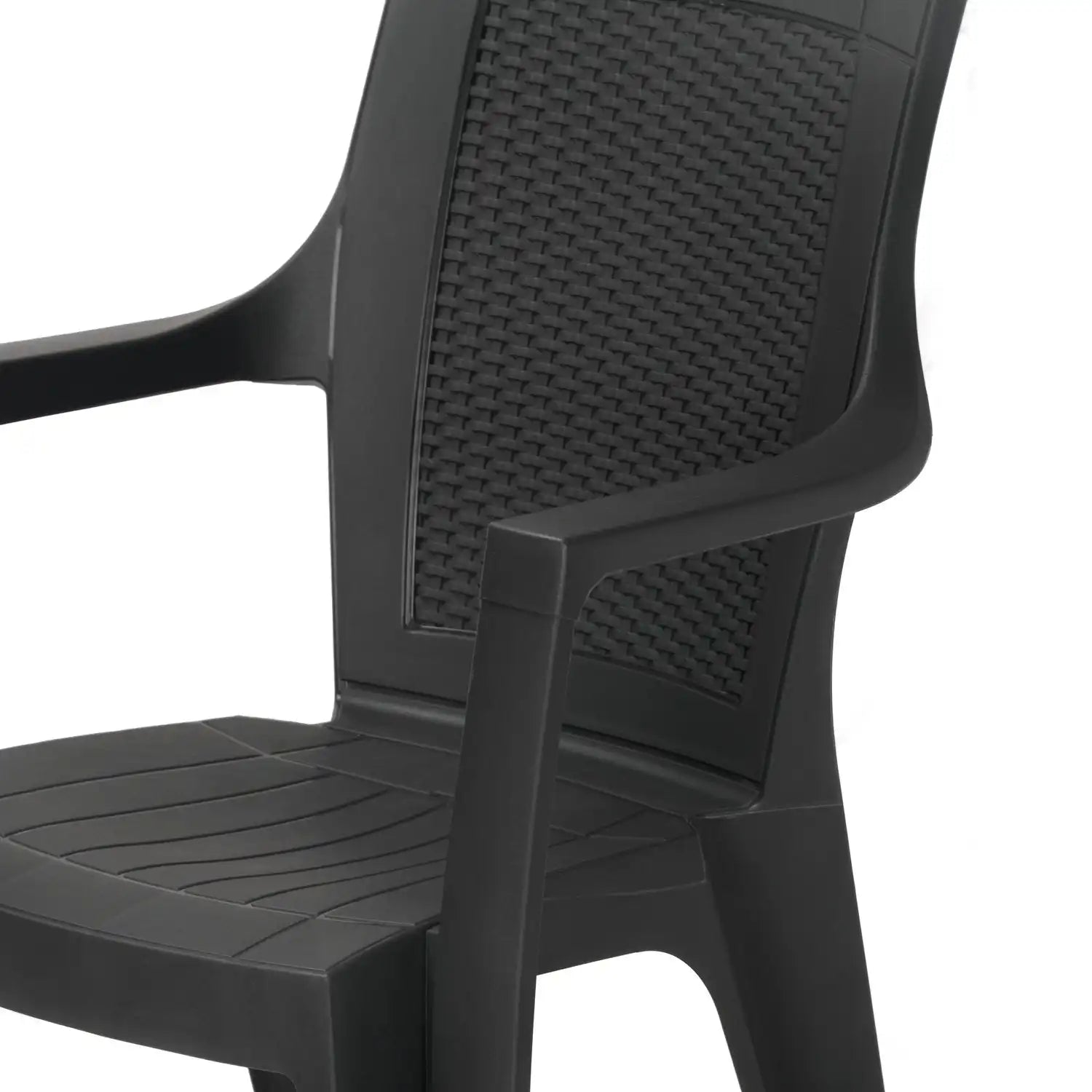Nilkamal Mystique Plastic Arm Chair (Charcoal Grey) - Close-up View