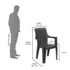 Nilkamal Mystique Plastic Arm Chair (Charcoal Grey) - Size in Centimetre