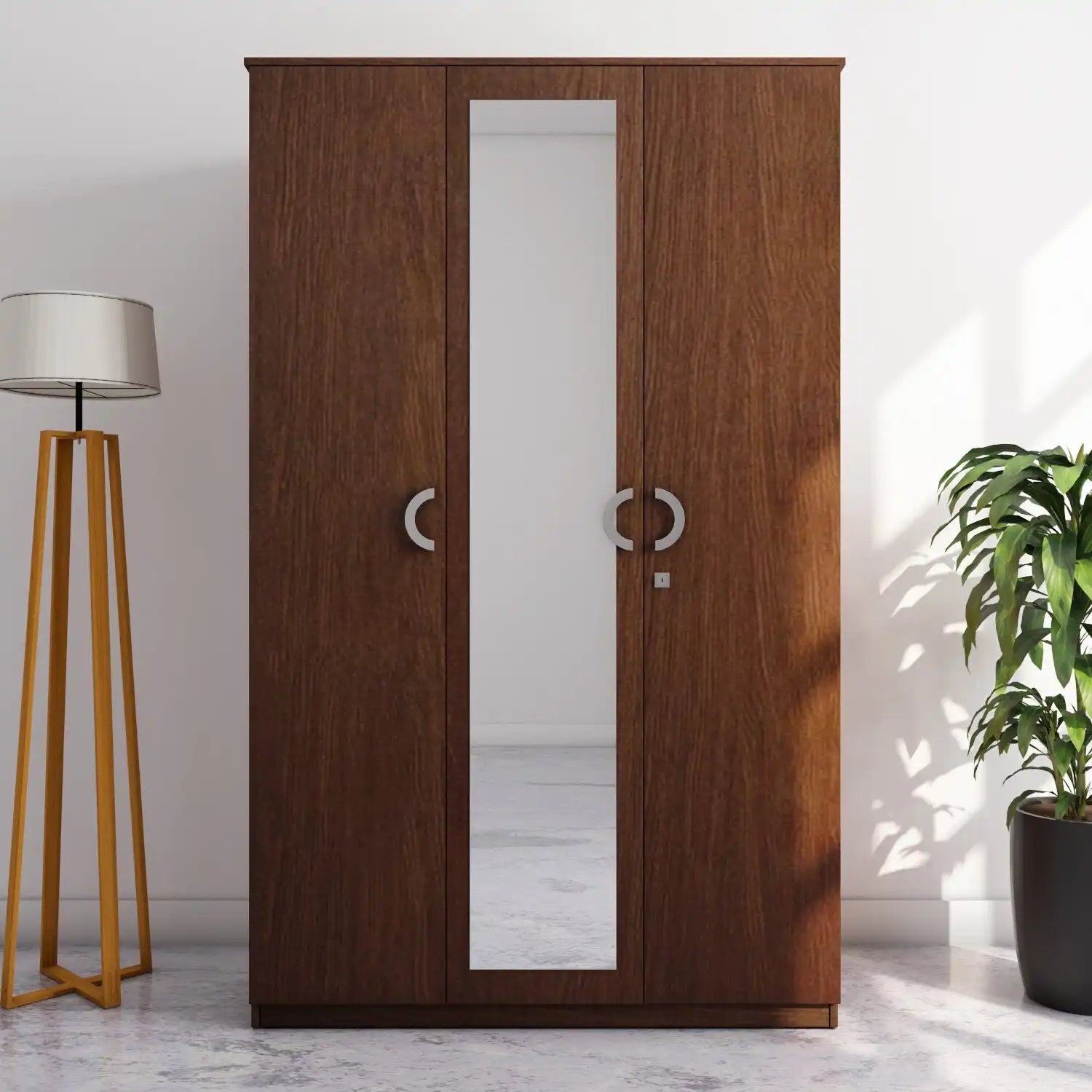 Nilkamal Massif 3 Door Wardrobe with Mirror (Legno Oak)