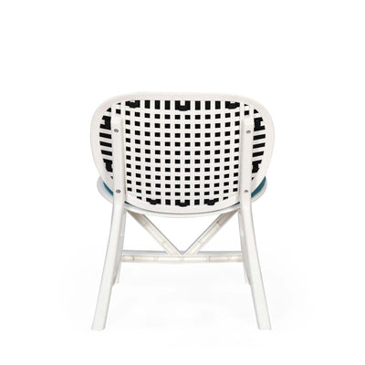 Nilkamal Arena Chairs and Crystal Glass Top Coffee Table Plastic Outdoor Set (Milky White & Blue)