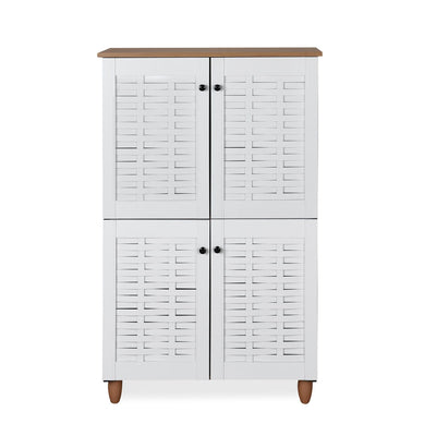 Nilkamal Kaira 4 Door Shoe Rack (Oak & White)