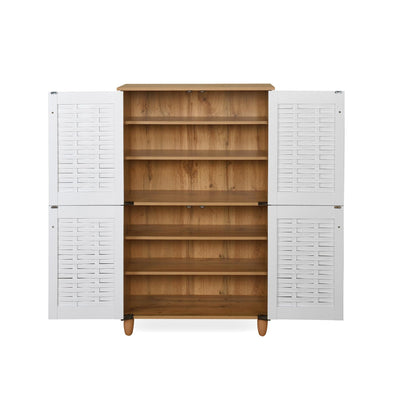 Nilkamal Kaira 4 Door Shoe Rack (Oak & White)