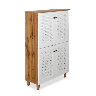 Nilkamal Kaira 4 Door Shoe Rack (Oak & White)