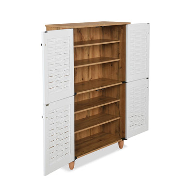 Nilkamal Kaira 4 Door Shoe Rack (Oak & White)
