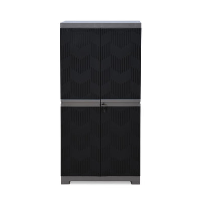 Nilkamal Freedom (FMM) Wave Plastic Storage Cabinet (Haze Grey & Charcoal Grey)