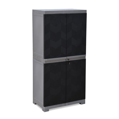 Nilkamal Freedom (FMM) Wave Plastic Storage Cabinet (Haze Grey & Charcoal Grey)