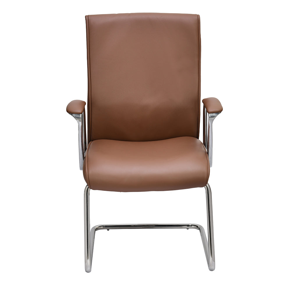 Nilkamal Command Mid Back Leather Visitor Chair (Tan)