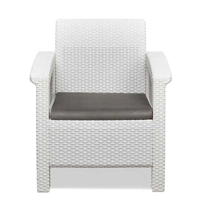 Nilkamal Goa Plastic 3 + 1 + 1 Seater Sofa with Cushion (Milky White and Grey) - Front View