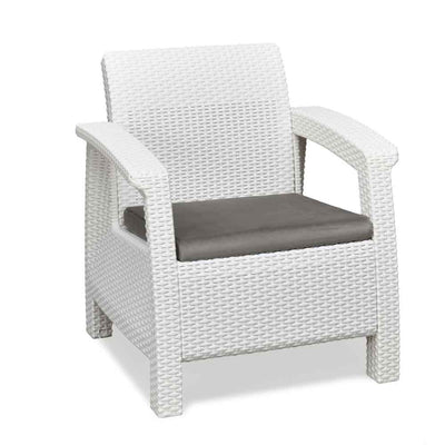 Nilkamal Goa Plastic 1 Seater Sofa with Cushion (Milky White and Grey)