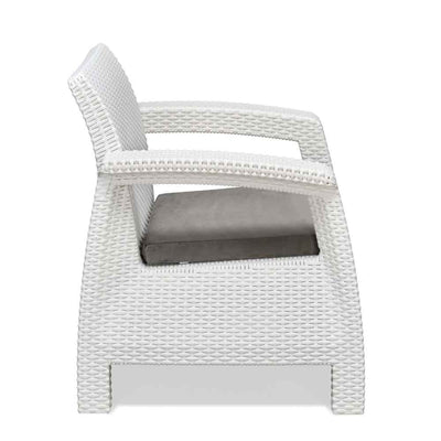 Nilkamal Goa Plastic 1 Seater Sofa with Cushion (Milky White and Grey)