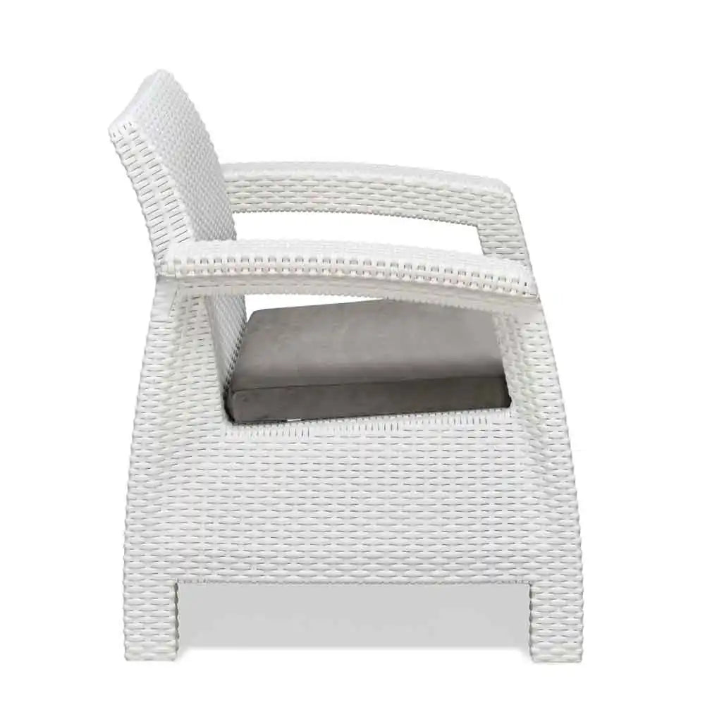 Nilkamal Goa Plastic 3 + 1 + 1 Seater Sofa with Cushion (Milky White and Grey) - Side View