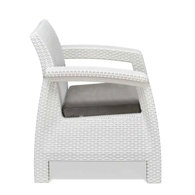 Nilkamal Goa Plastic 3 + 1 + 1 Seater Sofa with Cushion (Milky White and Grey) - Side View