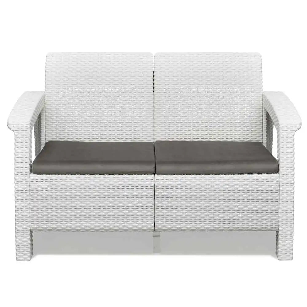 Nilkamal Goa Plastic 2 Seater Sofa with Cushion (Milky White and Grey) - Front View 2