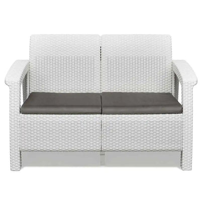 Nilkamal Goa Plastic 2 Seater Sofa with Cushion (Milky White and Grey) - Front View 2