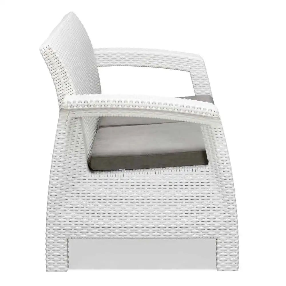 Nilkamal Goa Plastic 2 Seater Sofa with Cushion (Milky White and Grey) - Side View