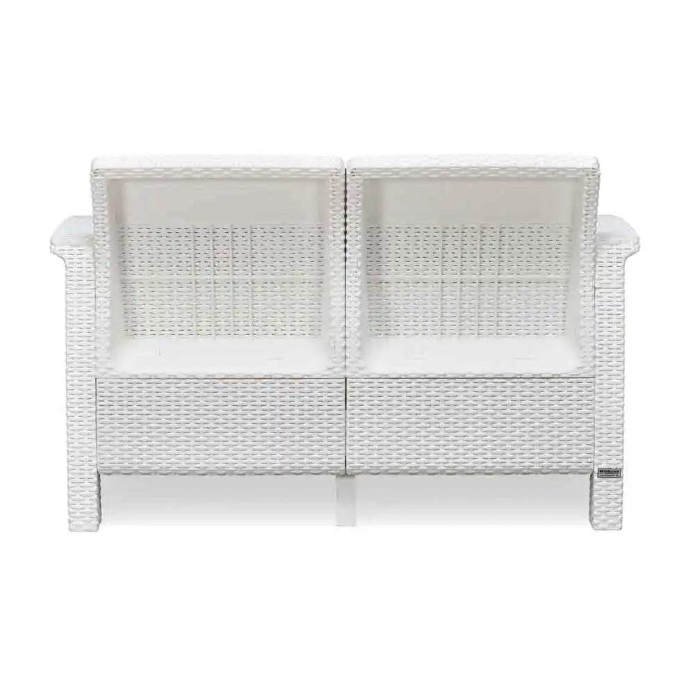 Nilkamal Goa Plastic 2 Seater Sofa with Cushion (Milky White and Grey) - Back View