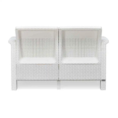 Nilkamal Goa Plastic 2 Seater Sofa with Cushion (Milky White and Grey) - Back View