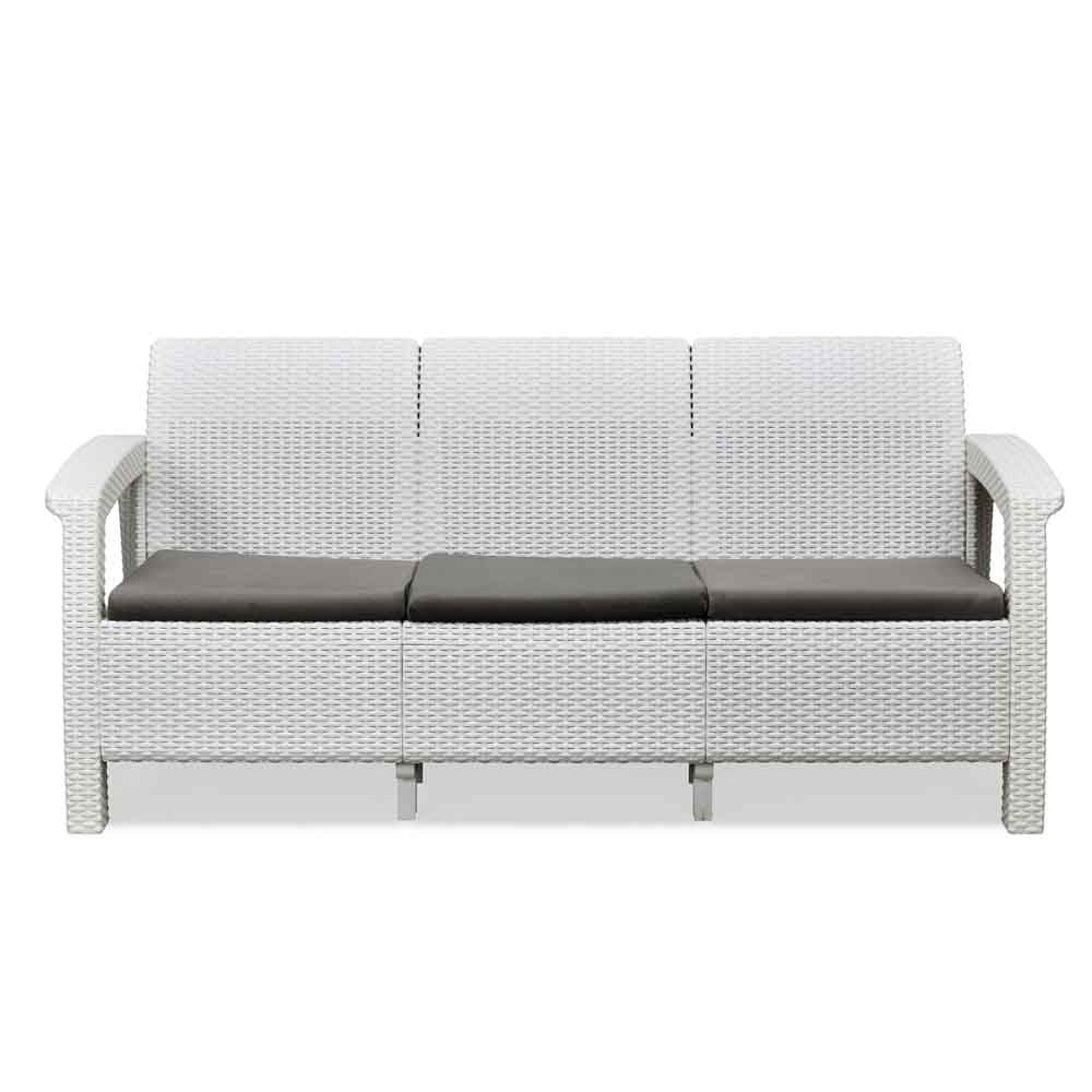 Nilkamal Goa Plastic 3 Seater Sofa with Cushion (Milky White and Grey)