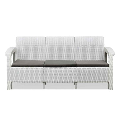 Nilkamal Goa Plastic 3 Seater Sofa with Cushion (Milky White and Grey)