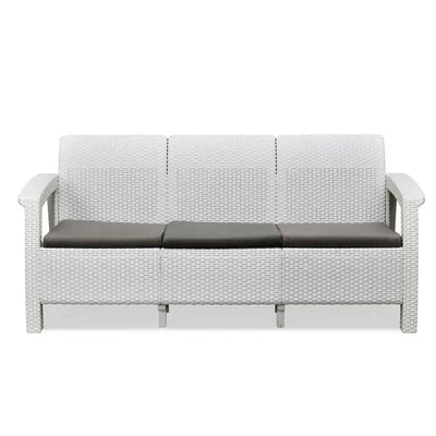 Nilkamal Goa Plastic 3 + 1 + 1 Seater Sofa with Cushion (Milky White and Grey) - Sofa Front View