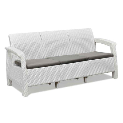 Nilkamal Goa Plastic 3 Seater Sofa with Cushion (Milky White and Grey)