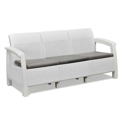 Nilkamal Goa Plastic 3 + 1 + 1 Seater Sofa with Cushion (Milky White and Grey) - Sofa Slight Side View