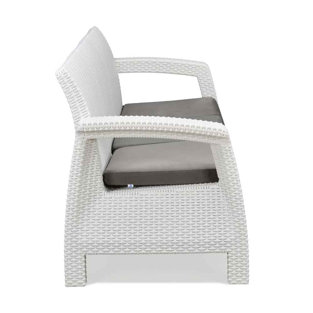 Nilkamal Goa Plastic 3 Seater Sofa with Cushion (Milky White and Grey)