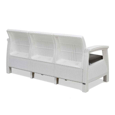Nilkamal Goa Plastic 3 Seater Sofa with Cushion (Milky White and Grey)