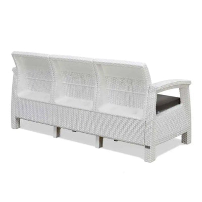 Nilkamal Goa Plastic 3 + 1 + 1 Seater Sofa with Cushion (Milky White and Grey) - Sofa Slight Back View