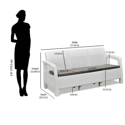 Nilkamal Goa Plastic 3 Seater Sofa with Cushion (Milky White and Grey)