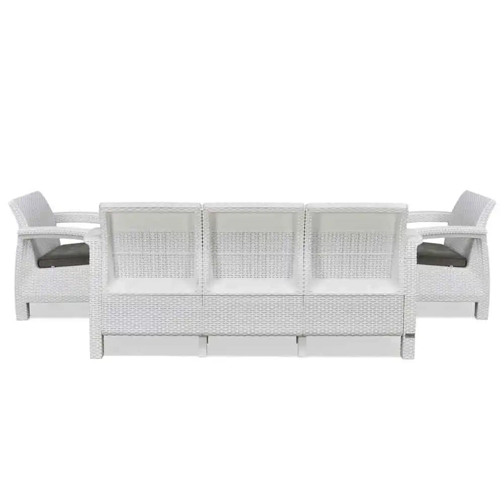 Nilkamal Goa Plastic 3 + 1 + 1 Seater Sofa with Cushion (Milky White and Grey) - Back View