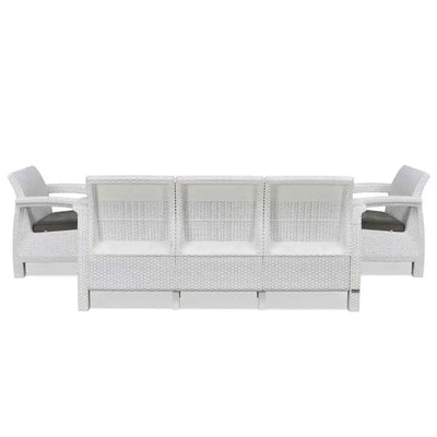 Nilkamal Goa Plastic 3 + 1 + 1 Seater Sofa with Cushion (Milky White and Grey) - Back View