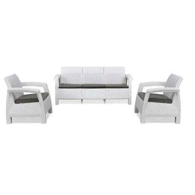 Nilkamal Goa Plastic 3 + 1 + 1 Seater Sofa with Cushion (Milky White and Grey) - Sofa Chair Set View-2