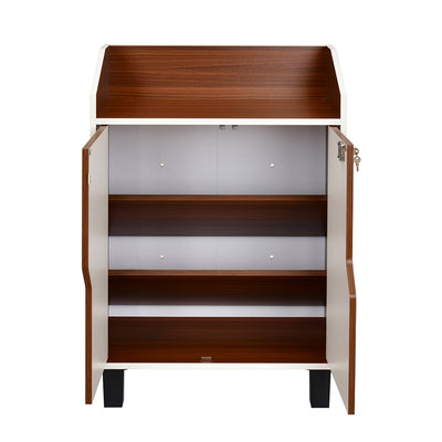 Nilkamal Slide Neo Shoe Cabinet (Walnut & White)