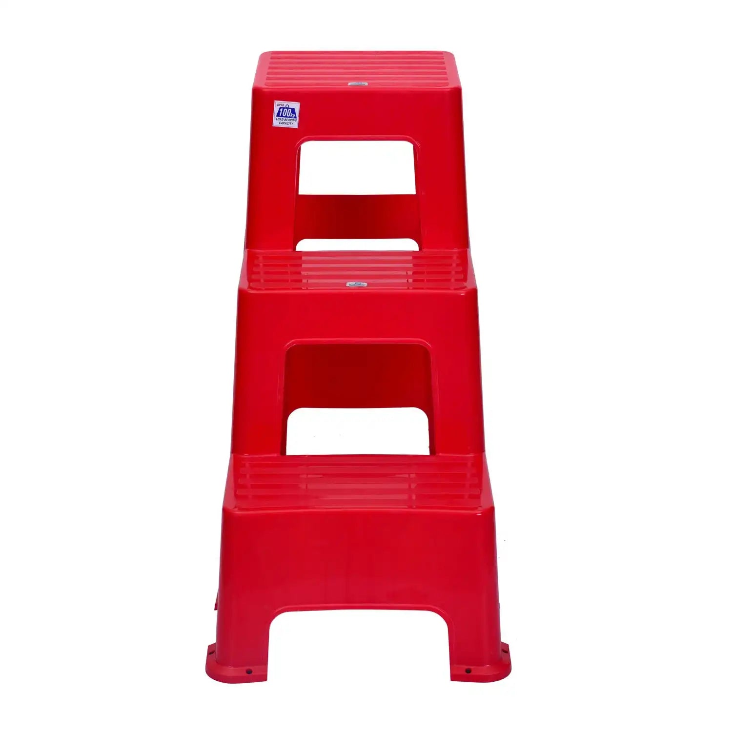Nilkamal Kick Plastic Step Stool Red - Front View