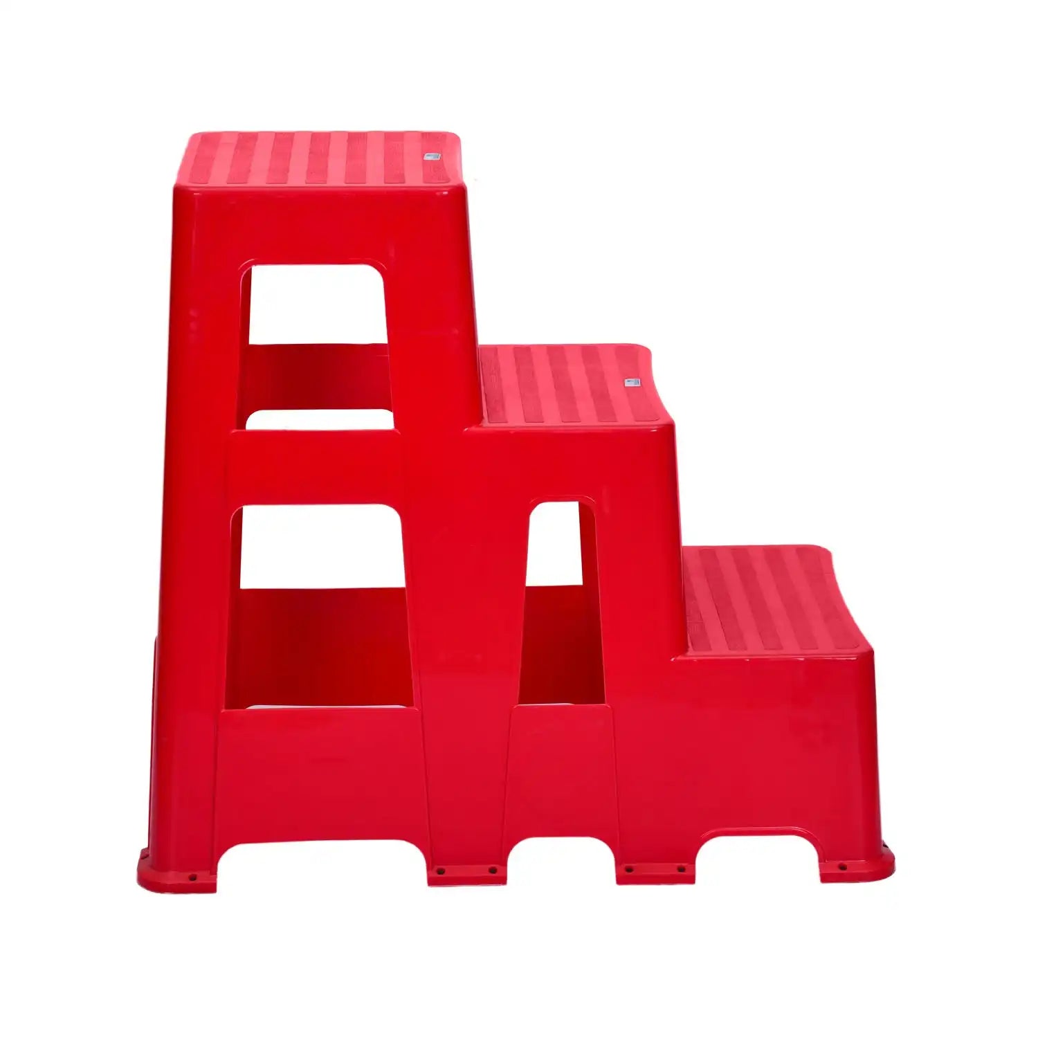 Nilkamal Kick Plastic Step Stool Red - Side View