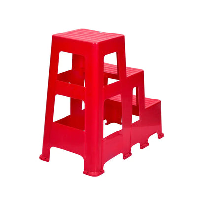 Nilkamal Kick Plastic Step Stool Red - Slight Back View