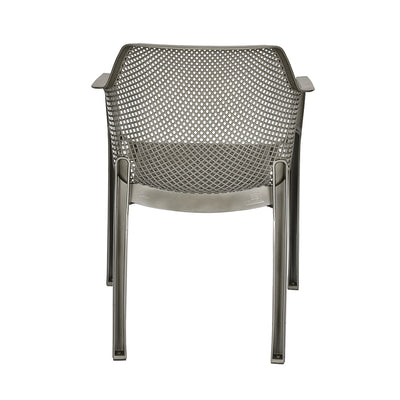 Nilkamal Captain Plastic Arm Chair With Leatherette Cushion (Metallic Dark)