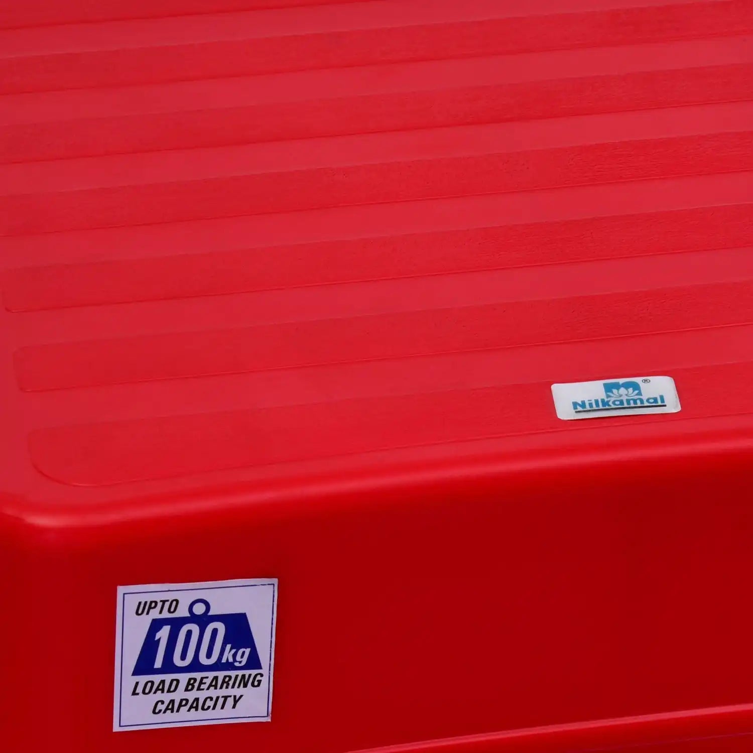 Nilkamal Kick Plastic Step Stool Red - Close-up View