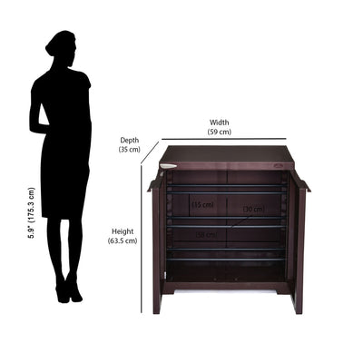 Nilkamal Freedom Mini 09 (FMSC09) Plastic Shoe Cabinet (Weather Brown)