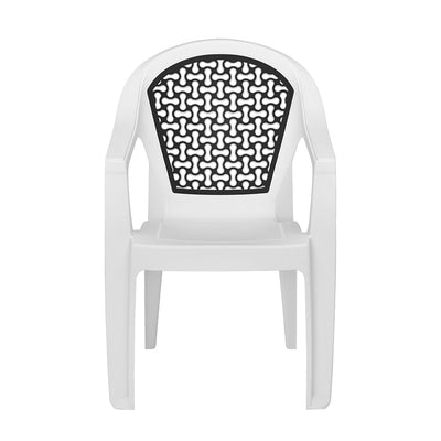 Nilkamal Paradise Plastic Arm Chair (Milky White & Black)