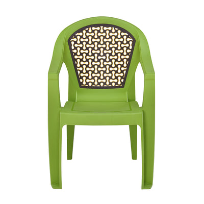 Nilkamal Paradise Plastic Arm Chair (Lush Green, Season Rust Brown & Mustard Yellow)